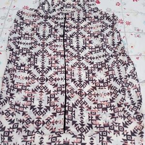 Lush Tank Top Multicolored Geometric Print Women's Size Small Up-Down Aztec Anth